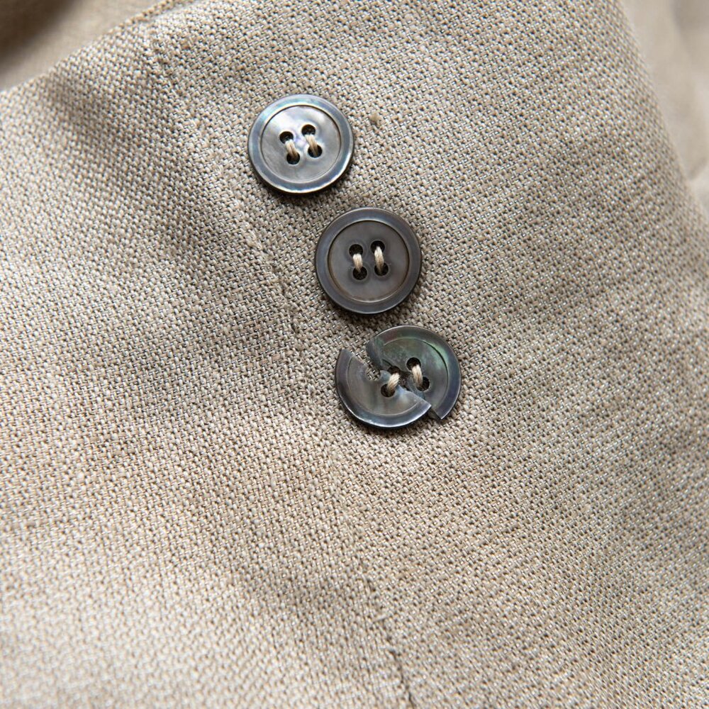 Burberry London Vintage 80s Blazer Linen Blend Gold Metallic Size 12 - Picture 8 of 8
